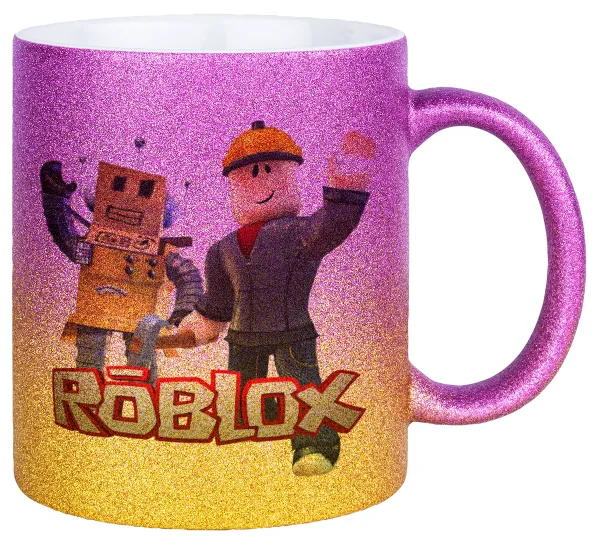 Roblox — Gold/pink glitter mug, ceramic, 330ml
