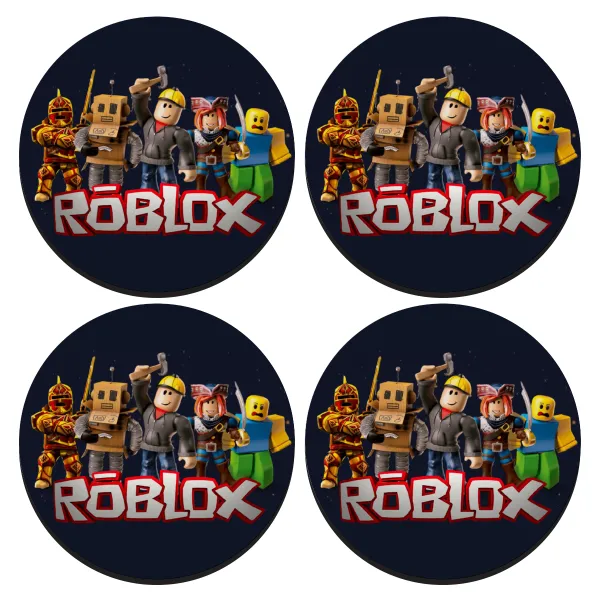 Roblox — ΣΕΤ 4 Σουβέρ ξύλινα στρογγυλά (9cm)