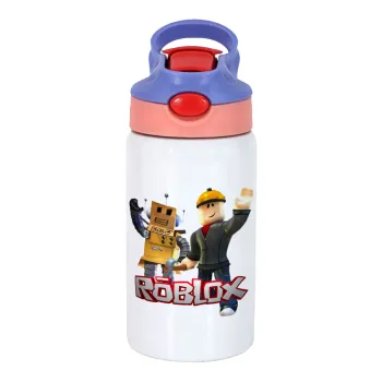 Roblox, Παιδικό παγούρι θερμό, ανοξείδωτο, με καλαμάκι ασφαλείας, ροζ/μωβ (350ml)