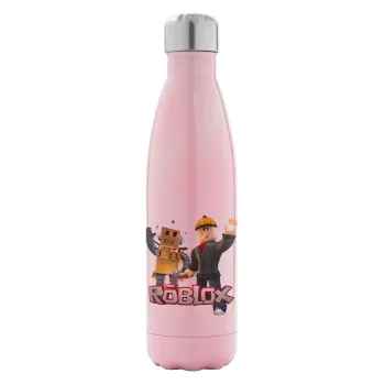Roblox, Μεταλλικό παγούρι θερμός Ροζ Ιριδίζον (Stainless steel), διπλού τοιχώματος, 500ml