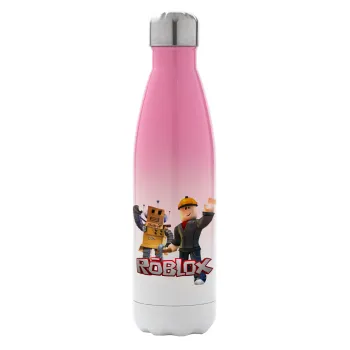 Roblox, Metal mug thermos Pink/White (Stainless steel), double wall, 500ml