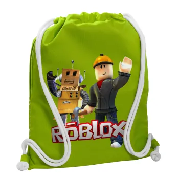 Roblox, Τσάντα πλάτης πουγκί GYMBAG LIME GREEN, με τσέπη (40x48cm) & χονδρά κορδόνια