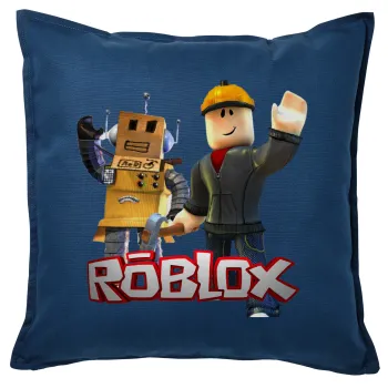 Roblox, Μαξιλάρι καναπέ Μπλε 100% βαμβάκι, περιέχεται το γέμισμα (50x50cm)