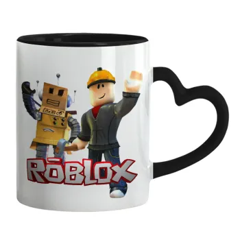 Roblox, Κούπα καρδιά χερούλι μαύρη, κεραμική, 330ml