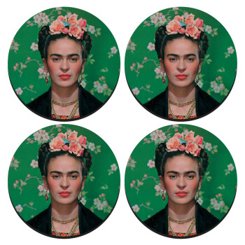 Frida Kahlo, ΣΕΤ 4 Σουβέρ ξύλινα στρογγυλά (9cm)