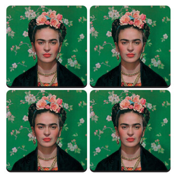 Frida Kahlo, ΣΕΤ 4 Σουβέρ ξύλινα τετράγωνα (9cm)