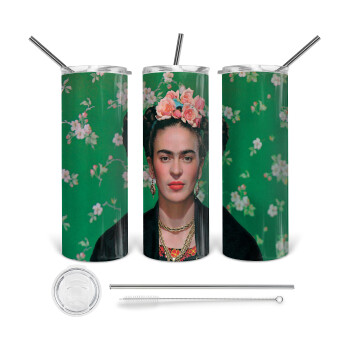 Frida Kahlo, Tumbler stainless steel 600ml, with metal straw & cleaning brush