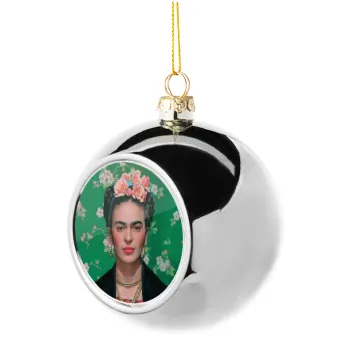 Frida Kahlo, Silver 8cm Christmas tree ball ornament