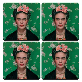 Frida Kahlo, ΣΕΤ 4 Σουβέρ ξύλινα τετράγωνα (9cm)