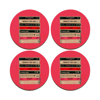 Maneskin Cassette, ΣΕΤ x4 Σουβέρ ξύλινα στρογγυλά plywood (9cm)