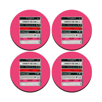 Maneskin Cassette, ΣΕΤ 4 Σουβέρ ξύλινα στρογγυλά (9cm)