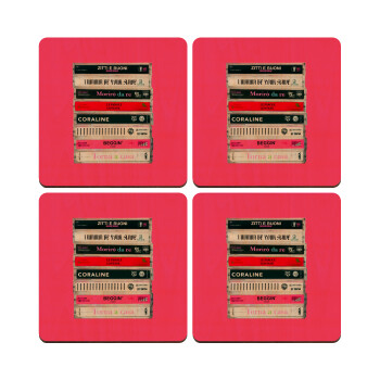 Maneskin Cassette, ΣΕΤ x4 Σουβέρ ξύλινα τετράγωνα plywood (9cm)