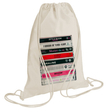 Maneskin Cassette, Τσάντα πλάτης πουγκί GYMBAG natural (28x40cm)