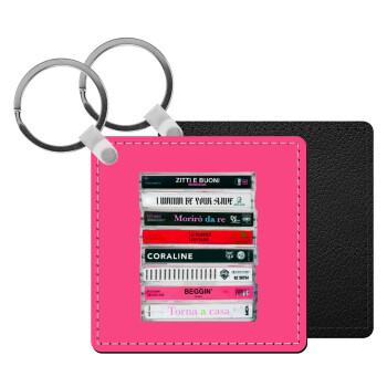 Maneskin Cassette, Μπρελόκ Δερματίνη, τετράγωνο ΜΑΥΡΟ (5x5cm)