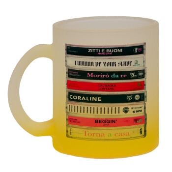 Maneskin Cassette, Κούπα γυάλινη δίχρωμη με βάση το κίτρινο ματ, 330ml