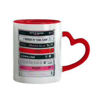 Maneskin Cassette, Κούπα καρδιά χερούλι κόκκινη, κεραμική, 330ml