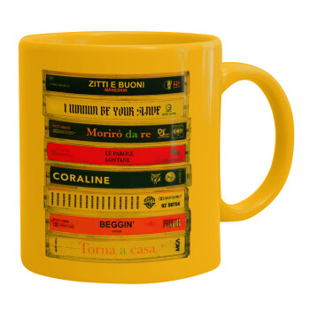 Maneskin Cassette, Ceramic coffee mug yellow, 330ml (1pcs)