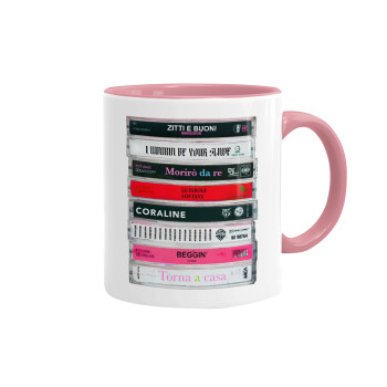 Maneskin Cassette, Κούπα χρωματιστή ροζ, κεραμική, 330ml