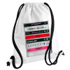 Backpack pouch GYMBAG white, with pocket (40x48cm) & thick cords