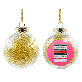 Maneskin Cassette, Χριστουγεννιάτικη μπάλα δένδρου διάφανη με χρυσό γέμισμα 8cm