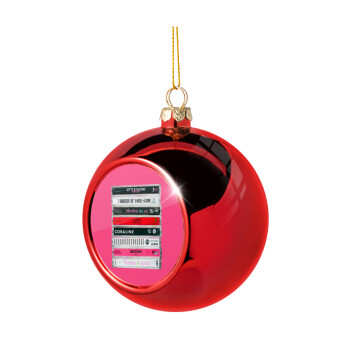 Maneskin Cassette, Χριστουγεννιάτικη μπάλα δένδρου Κόκκινη 8cm