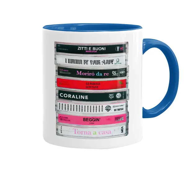 Maneskin Cassette — Mug colored blue, ceramic, 330ml