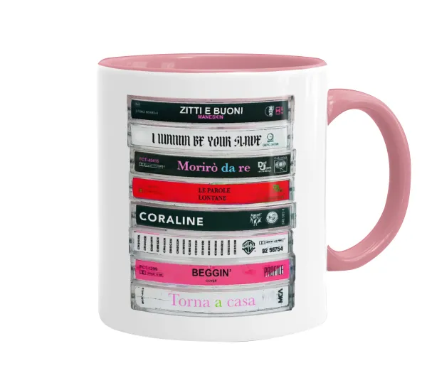 Maneskin Cassette — Mug colored pink, ceramic, 330ml