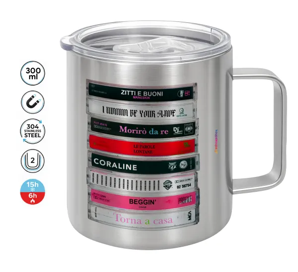 Maneskin Cassette — Double-walled stainless steel mug 300ml with temperature-retaining lid