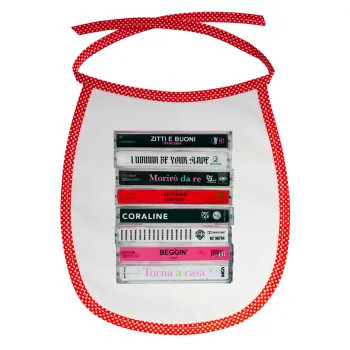 Maneskin Cassette, Σαλιάρα μωρού αλέκιαστη με κορδόνι Κόκκινη