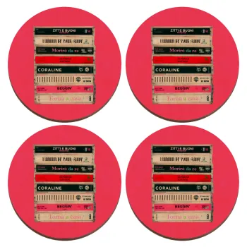 Maneskin Cassette, ΣΕΤ x4 Σουβέρ ξύλινα στρογγυλά plywood (9cm)