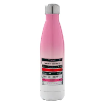 Maneskin Cassette, Μεταλλικό παγούρι θερμός Ροζ/Λευκό (Stainless steel), διπλού τοιχώματος, 500ml