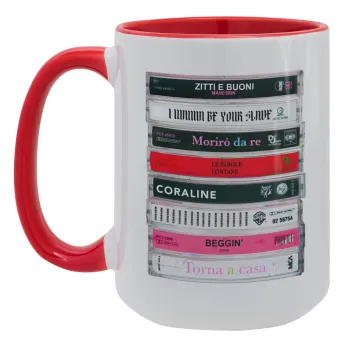 Maneskin Cassette, Κούπα Mega 15oz, κεραμική Κόκκινη, 450ml