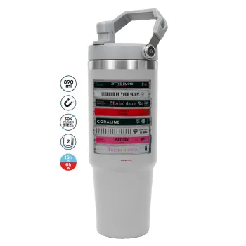 Maneskin Cassette, GREY color, 890ml (30oz) stainless Steel Tumbler with Handle