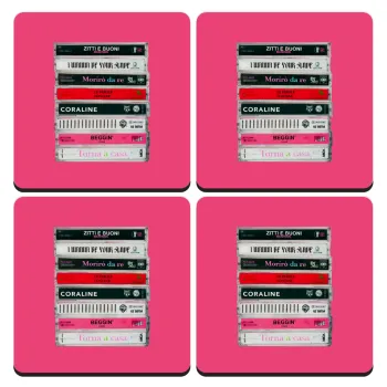 Maneskin Cassette, ΣΕΤ 4 Σουβέρ ξύλινα τετράγωνα (9cm)