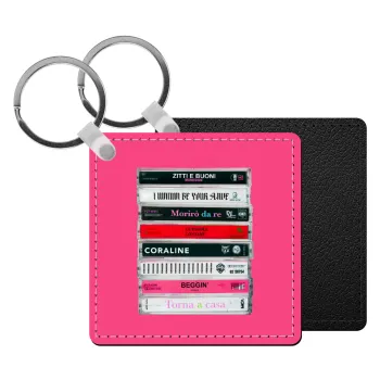 Maneskin Cassette, Μπρελόκ Δερματίνη, τετράγωνο ΜΑΥΡΟ (5x5cm)