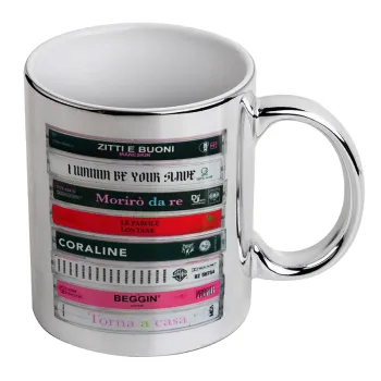 Maneskin Cassette, Mug ceramic, silver mirror, 330ml