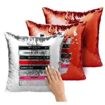 Maneskin Cassette, Μαξιλάρι καναπέ Μαγικό Κόκκινο με πούλιες 40x40cm περιέχεται το γέμισμα