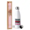 Easter Set, metallic stainless steel water bottle (750ml) & scented flat Easter candle (30cm) (PINK)