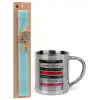 Easter Set, metallic thermal cup (300ml) & aromatic flat Easter candle (30cm) (TURQUOISE)
