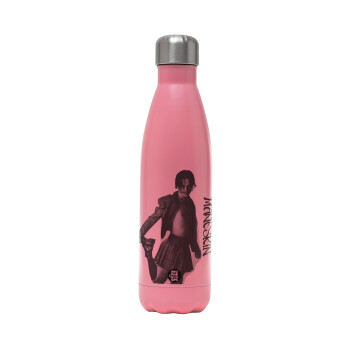 Maneskin Damiano David, Metal mug thermos Pink Mat (Stainless steel), double wall, 500ml