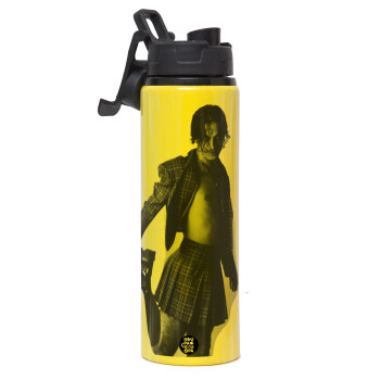 Maneskin Damiano David, Μεταλλικό παγούρι νερού με καπάκι ασφαλείας, αλουμινίου 850ml