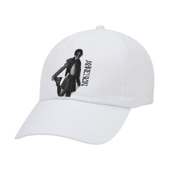 Maneskin Damiano David, Καπέλο ενηλίκων Jockey Λευκό (snapback, 5-φύλλο, unisex)