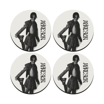 Maneskin Damiano David, ΣΕΤ 4 Σουβέρ ξύλινα στρογγυλά (9cm)