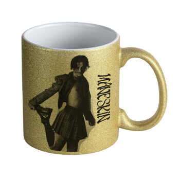 Maneskin Damiano David, Κούπα Χρυσή Glitter που γυαλίζει, κεραμική, 330ml