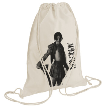 Maneskin Damiano David, Τσάντα πλάτης πουγκί GYMBAG natural (28x40cm)