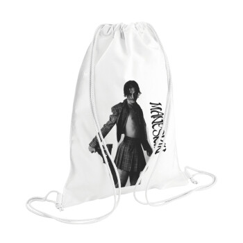 Maneskin Damiano David, Backpack pouch GYMBAG white (28x40cm)