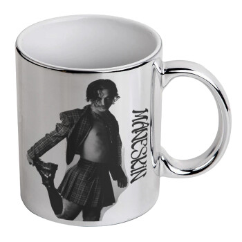 Maneskin Damiano David, Mug ceramic, silver mirror, 330ml