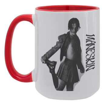 Maneskin Damiano David, Κούπα Mega 15oz, κεραμική Κόκκινη, 450ml