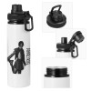 Metal water bottle with safety cap, aluminum 850ml