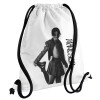 Τσάντα πλάτης πουγκί GYMBAG λευκή, με τσέπη (40x48cm) & χονδρά κορδόνια